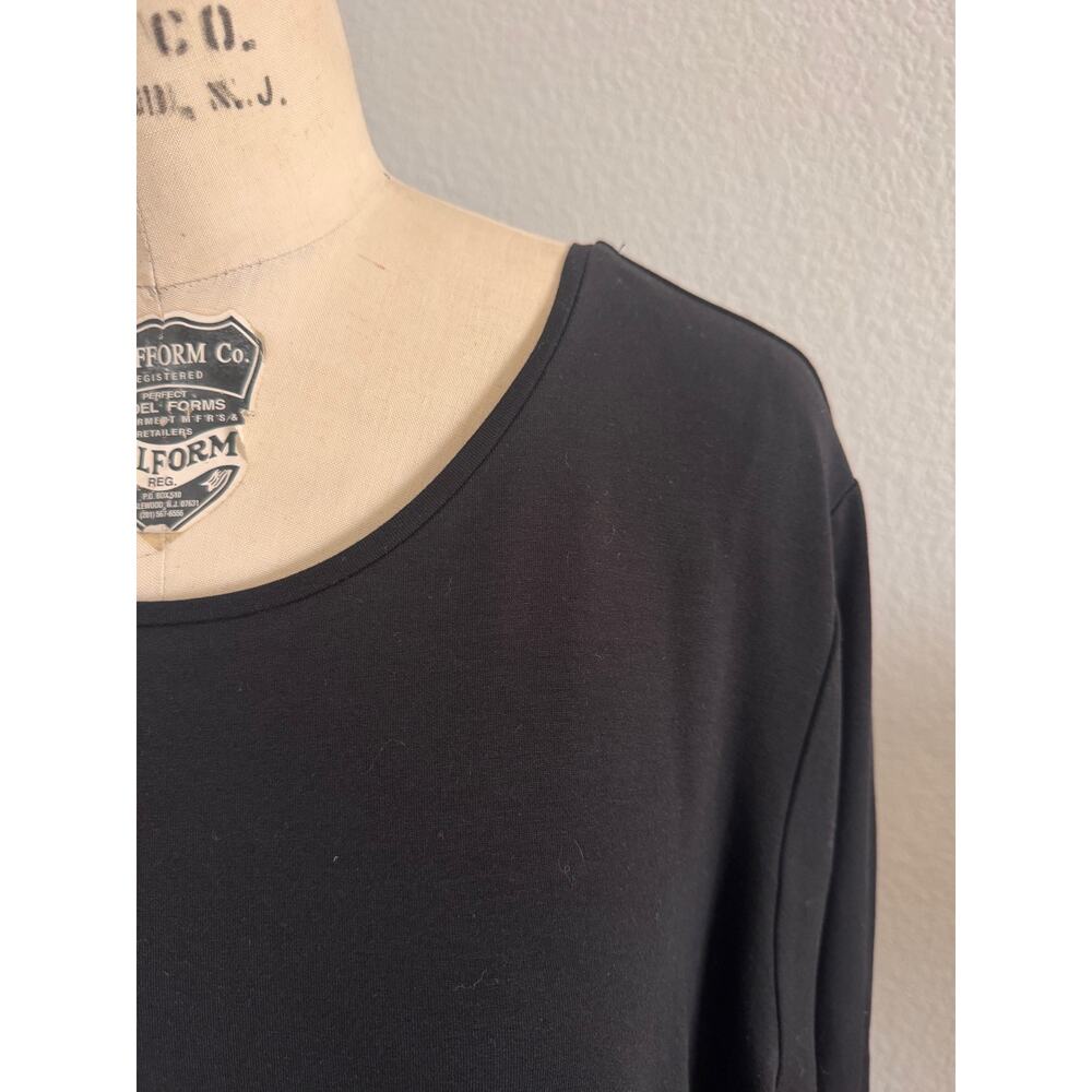 Eileen Fisher Tencel Lyocell Maxi Shift Dress Black Long Sleeve Plus Size 1X - Picture 5 of 8